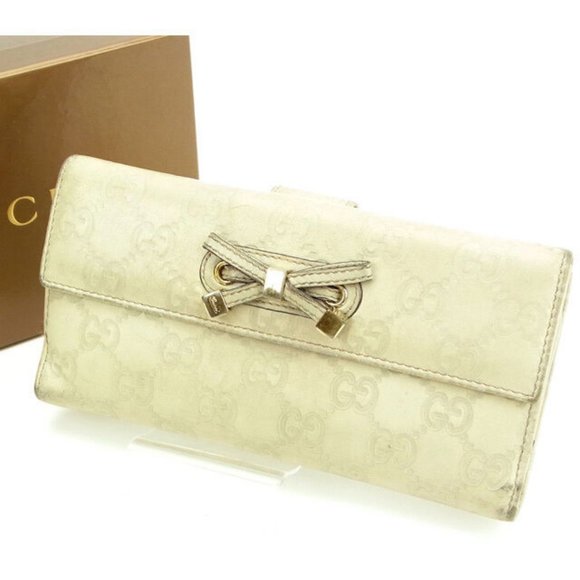 Authentic Gucci Wallet Purse Long Wallet Guccissima Beige Woman - Picture 1 of 5